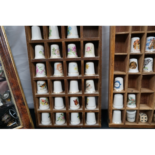 398A - Large Collection of Vintage and Antique Thimbles in Display Stands