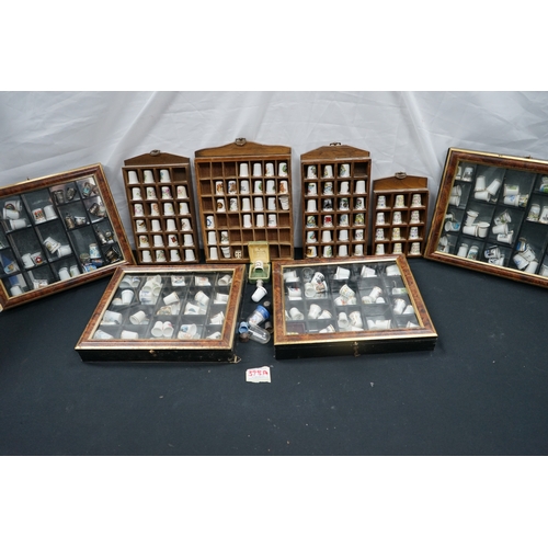 398A - Large Collection of Vintage and Antique Thimbles in Display Stands