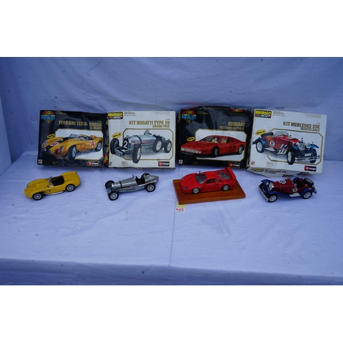 406 - Group of 4 Boxed Burago Diecast Metal Car Kits