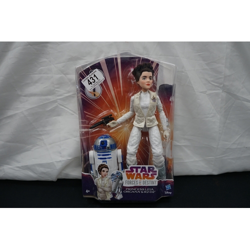 431 - Mint and Boxed Star Wars Forces of Destiny Princess Leia Organa and R2-D2 Action Figure