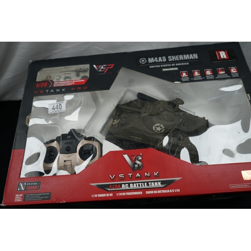 440 - VS Tank Mint and Boxed M4A3 Sherman Tank RC Battle Tank