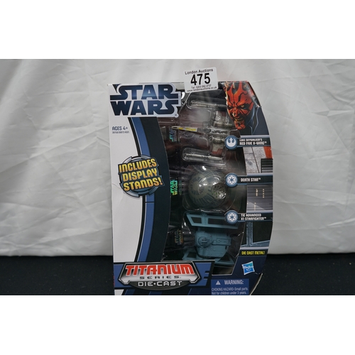 475 - Mint and Boxed Star Wars Titanium Series Diecast Set to include Red Five X Wing, Death Star and Adva... 