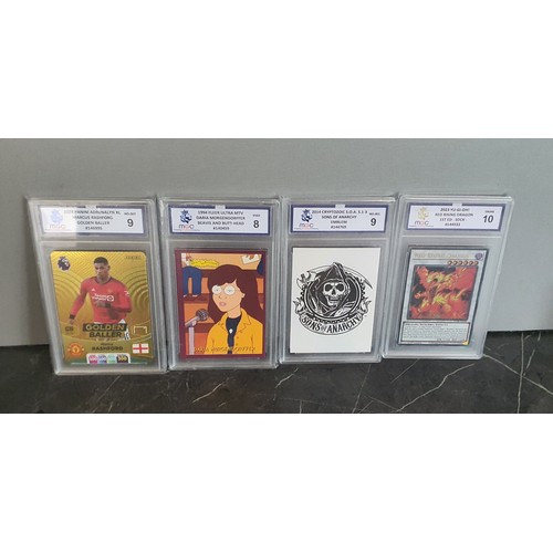 31 - 4x Graded Trading Cards including Marcus Rashford, Sons of Anarchy, Daria and Yu-gi-oh