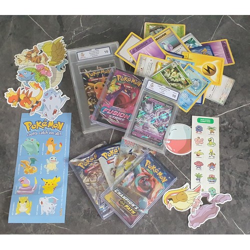 15 - Various Pokemon Trading Cards Inc graded, Sealed packs, loose cards Inc foil & base set etc.