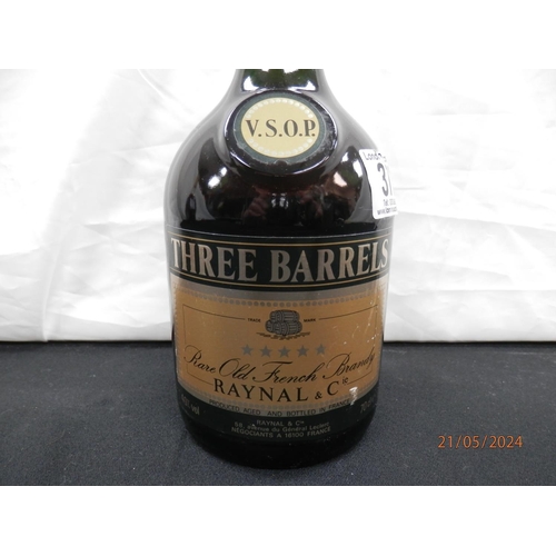 378 - 70cl Bottle of Three Barrells Rare old French Brandy