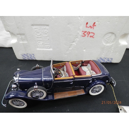 392 - Mint and Boxed Franklin Mint 1926 Mercedes Model K Diecast Car