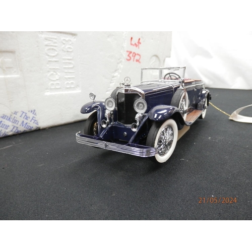 392 - Mint and Boxed Franklin Mint 1926 Mercedes Model K Diecast Car