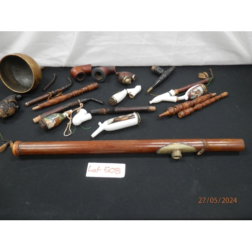 508 - Chinese Opium Pipe plus a Collection of Other Pipes