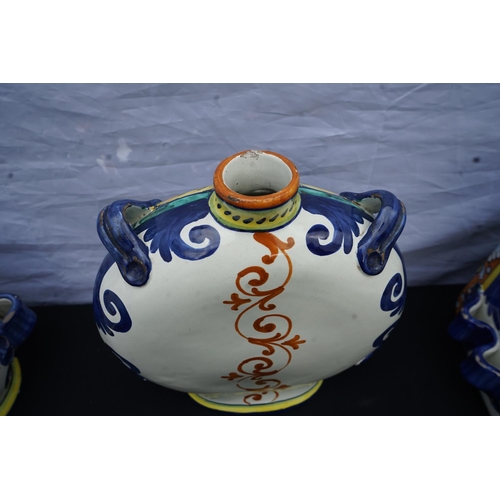 2C - Group of 3 Italian Majolica Hand Painted Apothecary Jars in the Style of Castelli 30cm/35cm Tall