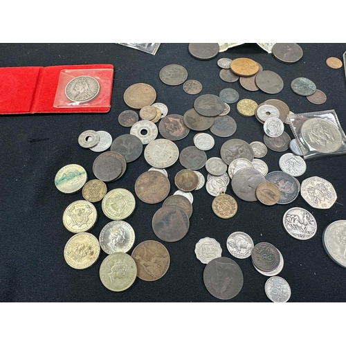 348 - A Good Collection of Coins to include 2 Cartwheel Pennys, Victorian Silver Crown, £2 coins etc