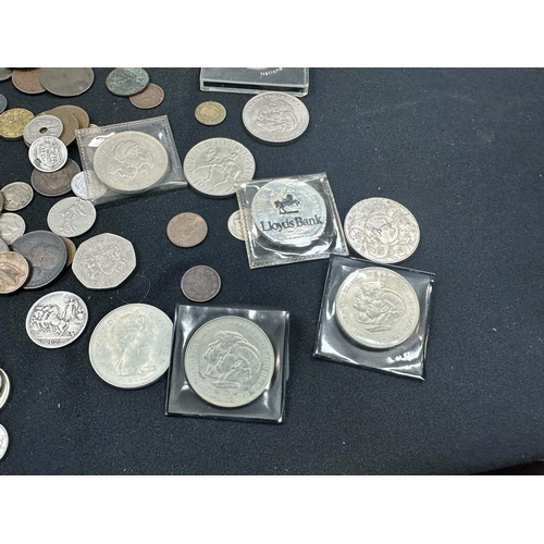 348 - A Good Collection of Coins to include 2 Cartwheel Pennys, Victorian Silver Crown, £2 coins etc