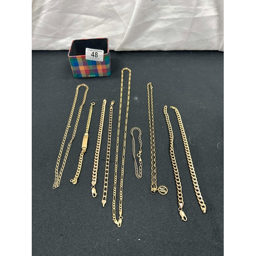 48 - Collection of Modern 9ct Gold Jewellery including Bracelets, Necklaces, Chains etc Weight 57.4g