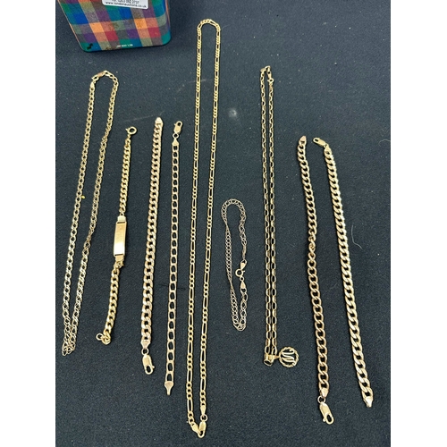 48 - Collection of Modern 9ct Gold Jewellery including Bracelets, Necklaces, Chains etc Weight 57.4g