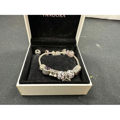 50 - Boxed Silver Pandora Charm Bracelet