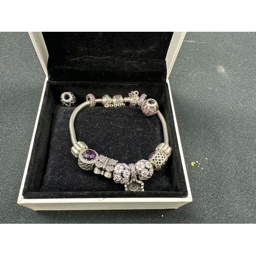 50 - Boxed Silver Pandora Charm Bracelet