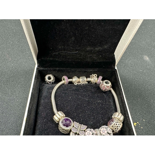 50 - Boxed Silver Pandora Charm Bracelet