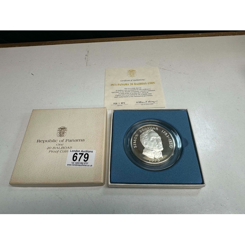 679 - Republic of Panama 1973 Silver Proof 20 Balboas Coin