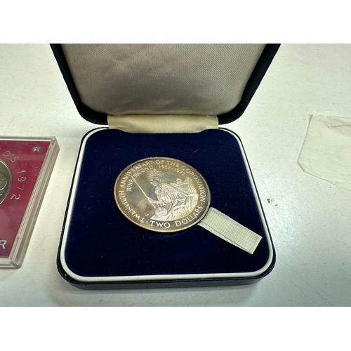 686 - Cook Islands 1973 Two Dollar Silver Proof Coin and another Proof Dollar Example