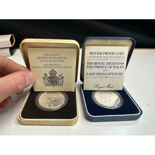 688 - Charles and Diana Silver Proof Coin and a Queen Elizabeth 80th Birthday Silver Proof Crown