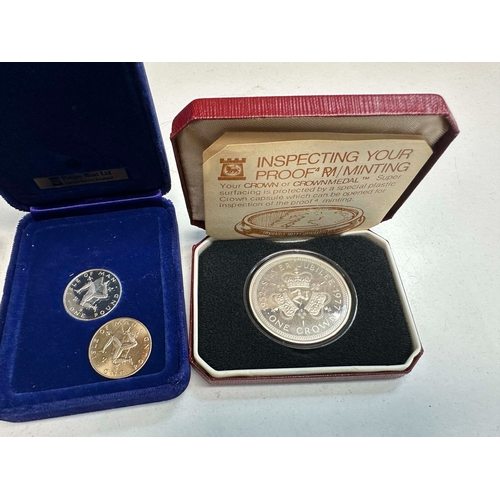 692 - Group of Pobjoy Mint Coins to Include Two Isle of Man Silver Proof £1 Coins, Churchill Centenary Cro... 