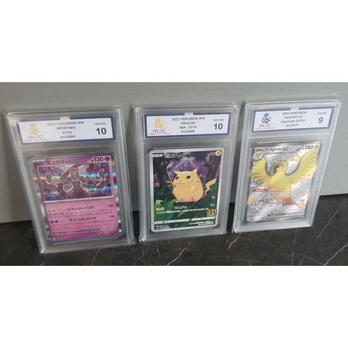 22 - 3x Graded Pokemon Trading cards Inc Pikachu