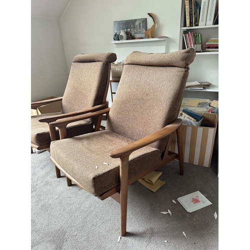 98k - Pair of Mid Century 1960s Guy Rogers New Yorker High Back Armchairs