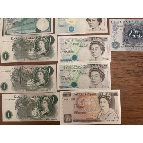 648 - Good Collection of Near Mint British Banknotes including Consecutive £1 notes, GM Gill £10 note, Blu... 