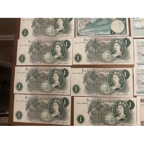 648 - Good Collection of Near Mint British Banknotes including Consecutive £1 notes, GM Gill £10 note, Blu... 