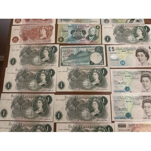 648 - Good Collection of Near Mint British Banknotes including Consecutive £1 notes, GM Gill £10 note, Blu... 