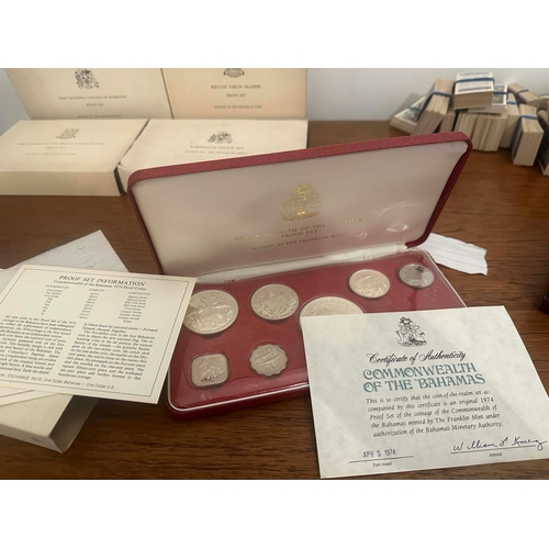 650 - Lot of Franklin Mint Proof Coin Sets: The 1974 Coinage of Barbados Proof Set, First National Coinage... 