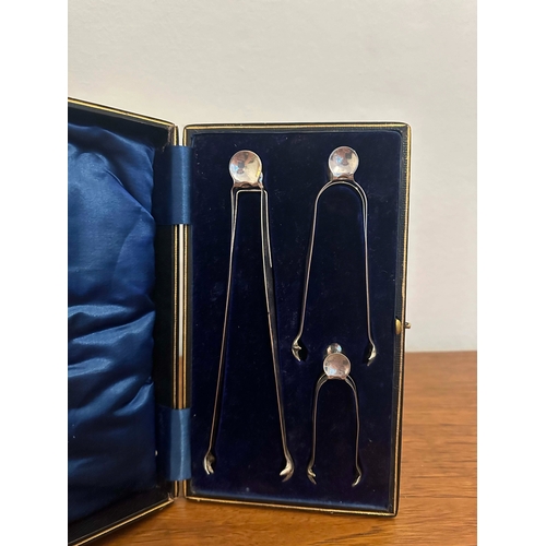 90 - Cased Set of Early 20th Century Graduated Sugar Tongs made by Vilcar