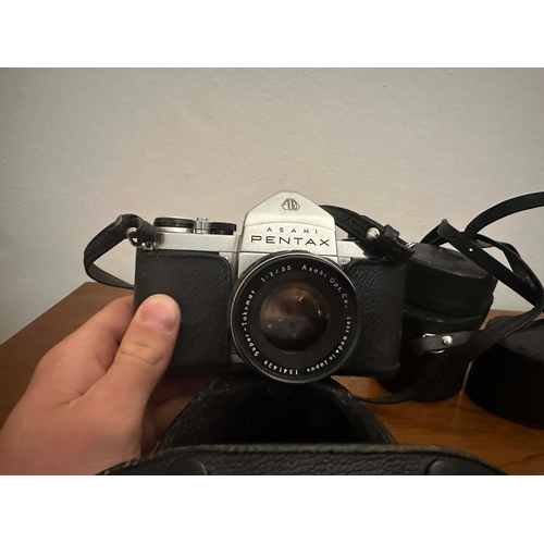 96 - Asahi Pentax Camera with 2 Lens and a Flash Unit