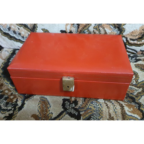 19A - Old Jewellery box with contents Inc a good selection of vintage jewellery etc.