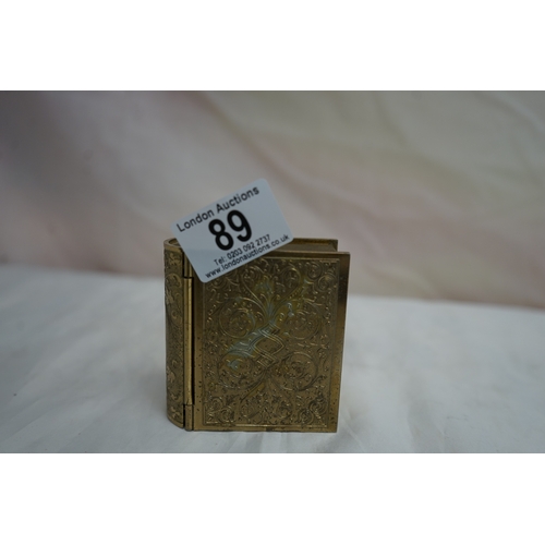 89 - Mother of Pearl Face Brass Clock in the form of a Book