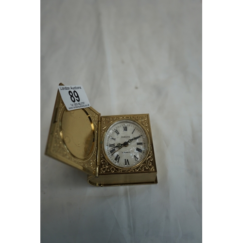 89 - Mother of Pearl Face Brass Clock in the form of a Book