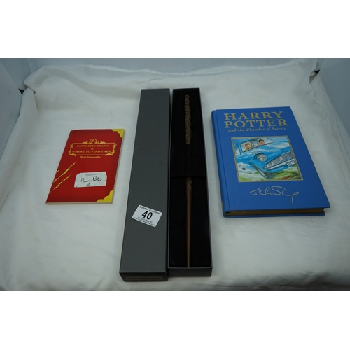 40 - Mint & Packaged Harry Potter Lot: Hermione Grangers Wand, Chamber of Secrets Deluxe Edition & Fantas... 