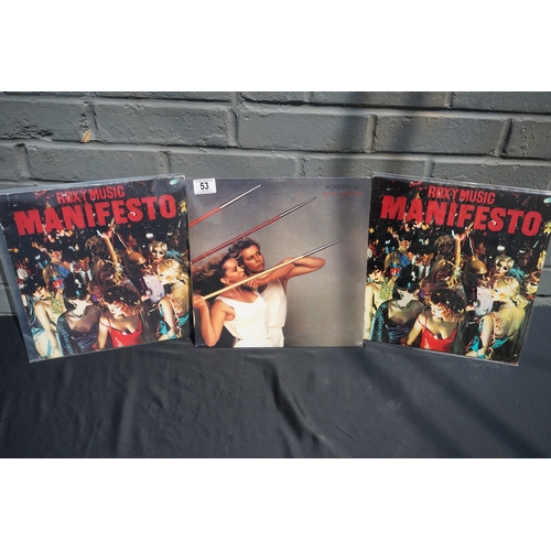 53 - Vinyl Records: Roxy Music incl New and Sealed Flesh & Blood Album, 2 Copies of Manifesto