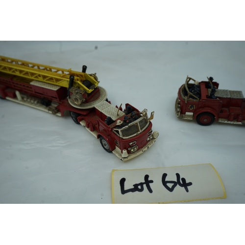 64 - PAIR of Vintage Dinky American La France Aerial Rescue Fire Trucks