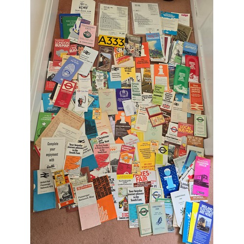 28A - Case containing a large amount of vintage British Rail / Bus / transport items including Leaflets, p... 