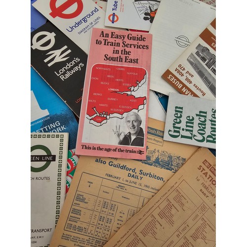 28A - Case containing a large amount of vintage British Rail / Bus / transport items including Leaflets, p... 