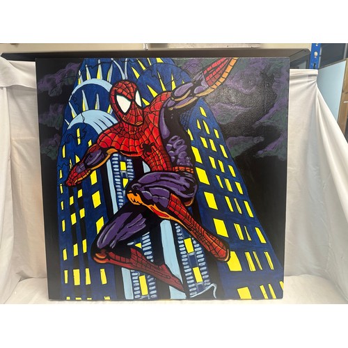 1C - Steve Kaufman Hand Painted Limited Edition Screen Print on Canvas Titled Spiderman 1 (Midnight Sky) ... 