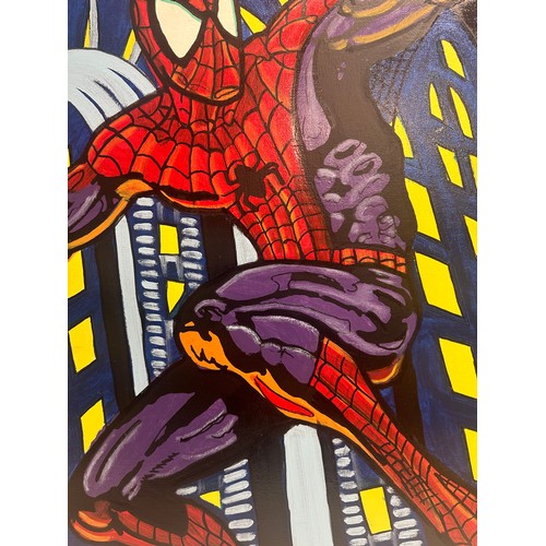 1C - Steve Kaufman Hand Painted Limited Edition Screen Print on Canvas Titled Spiderman 1 (Midnight Sky) ... 