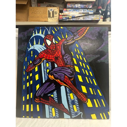 1C - Steve Kaufman Hand Painted Limited Edition Screen Print on Canvas Titled Spiderman 1 (Midnight Sky) ... 