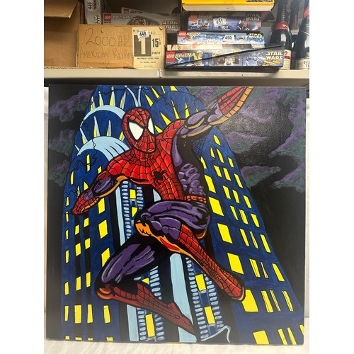 1C - Steve Kaufman Hand Painted Limited Edition Screen Print on Canvas Titled Spiderman 1 (Midnight Sky) ... 