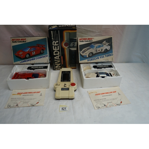 Vintage Toy Lot: 2 Boxed Motora Wave RC Cars & a Galaxy Invader ...