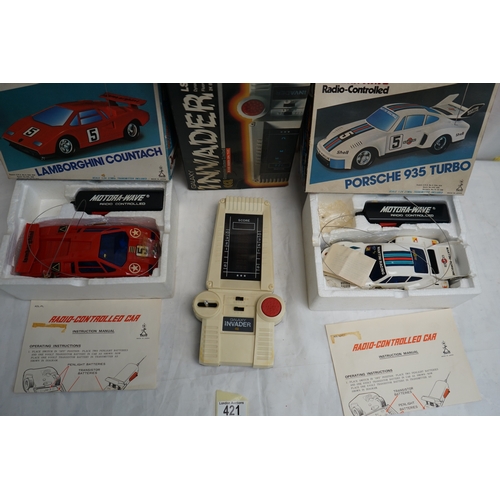 Vintage Toy Lot: 2 Boxed Motora Wave RC Cars & a Galaxy Invader ...