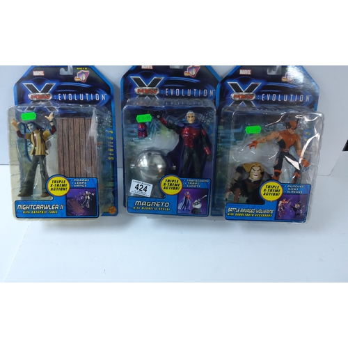 1424 - 3 Mint & Packaged Marvel X-Men:Evolution Figures 