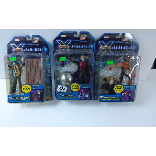 1424 - 3 Mint & Packaged Marvel X-Men:Evolution Figures 