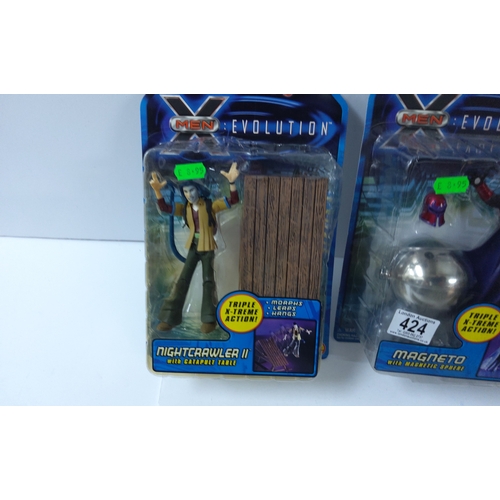 1424 - 3 Mint & Packaged Marvel X-Men:Evolution Figures 