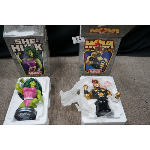 Marvel Mini Busts: Nova the Human Rocket and She Hulk (Both Mint & Boxed)